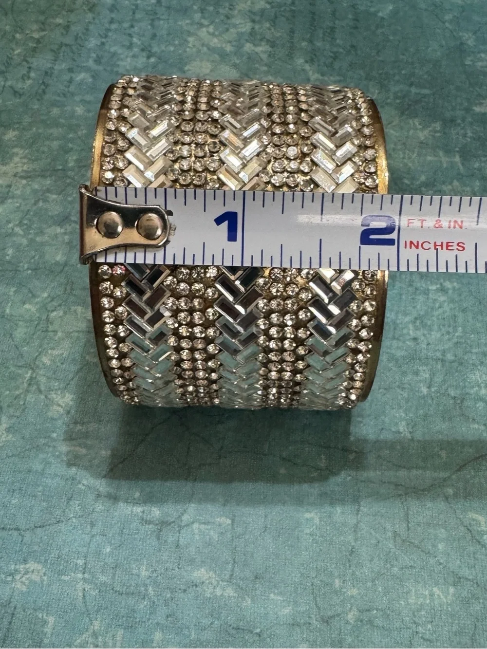 VINTAGE 90s RHINESTONES STATEMENT CUFF BRACELET